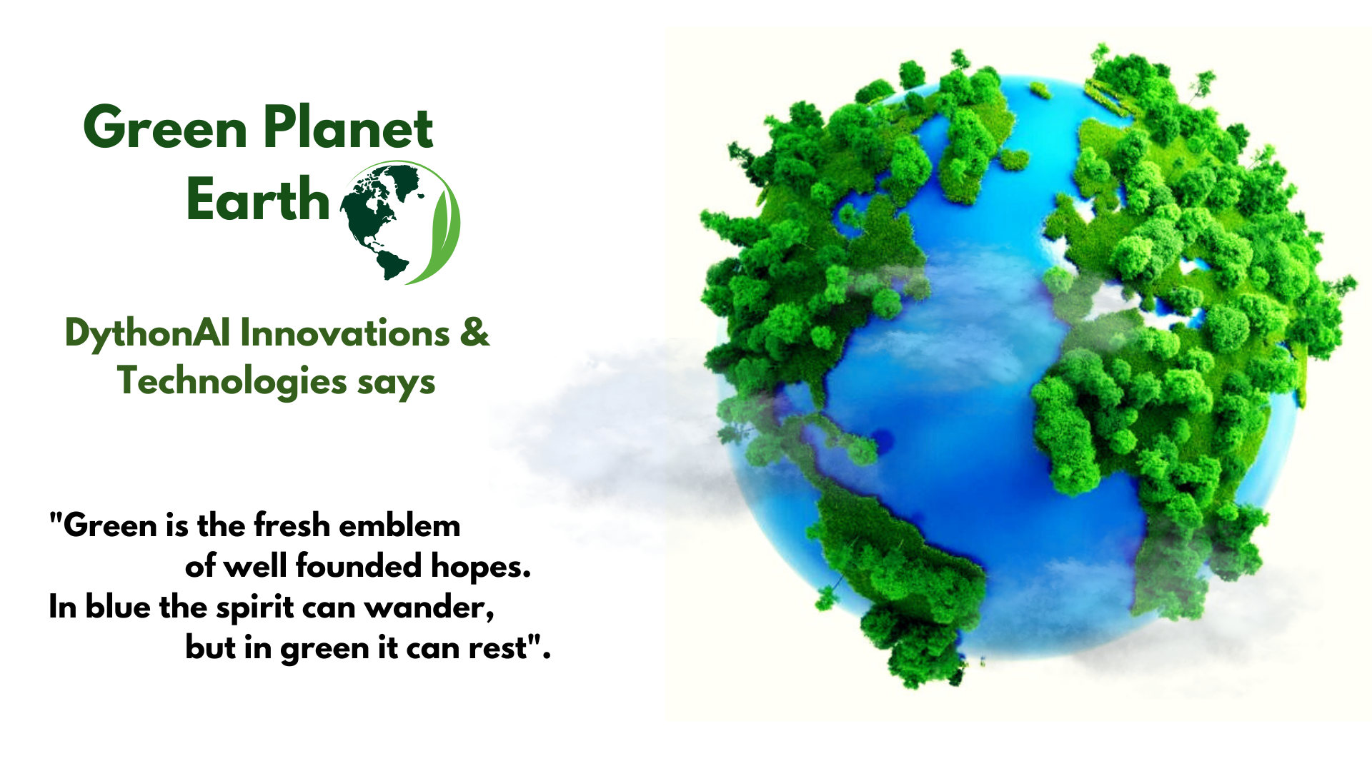 Green Earth symbolizing DythonAI's commitment to sustainable technology